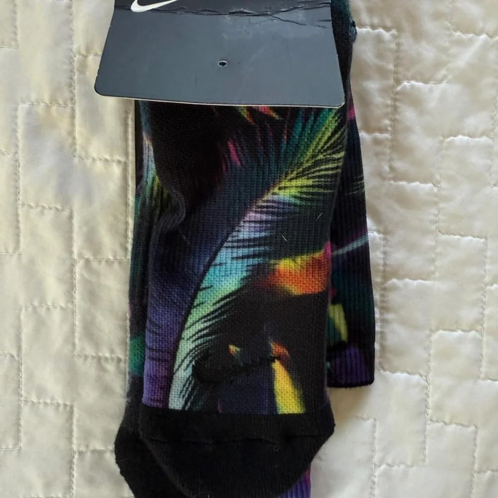 Nike Elite Crew Socks Men L Multicolor NWT Tropical Palm Leaf Print SX5688-900‎